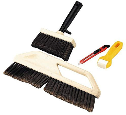 LOT DE TAPISSIER AVEC ROULEAU ROULETTE A JOINTURE BROSSE A MAROUFLER A ENCOLLER COLLER TAPISSERIE CUTTER