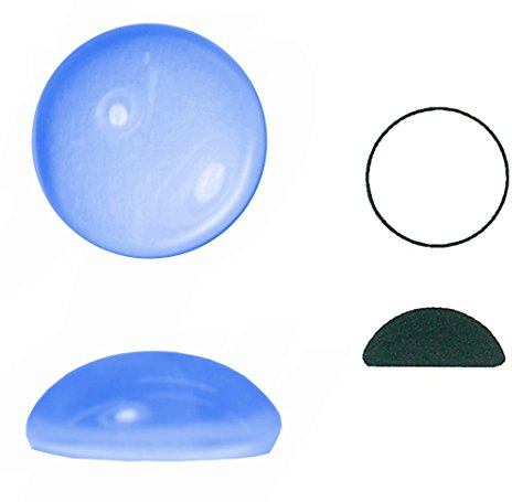 Ullmanglas muggsten av glas, 1 st., uppfälld rund, rundad kant, Ø ca 18 mm, h ca 6 mm (opal blå)