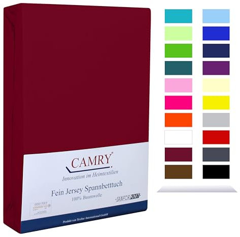 CAMRY Spannbettlaken für Babybett & Kinderbett, 60x120-70x140 cm, Jersey Spannbetttuch Baumwolle, Bordeaux