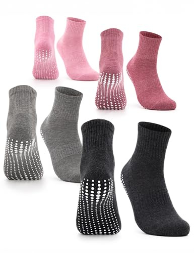 Occulto Damen Stoppersocken 80% Baumwolle 2-4 Paar (Modell: Madeleine) 4 Paar|Schwarz,Grau,Pink,Rot 35-38