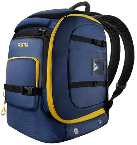 OutdoorMaster Skischuhtasche, 65 l, wasserdicht, Ski- und Snowboardstiefel, Schulterpolster, Ski-Rucksack für Helme, Brillen, Herren und Damen