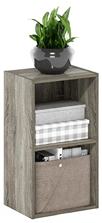 Furinno PASIR Book Shelf, 2-Tier Modern Bookshelf, Open Shelves Bookcase 9 x 12 x 21, for Living Room, Bedroom, Home Office, French Oak