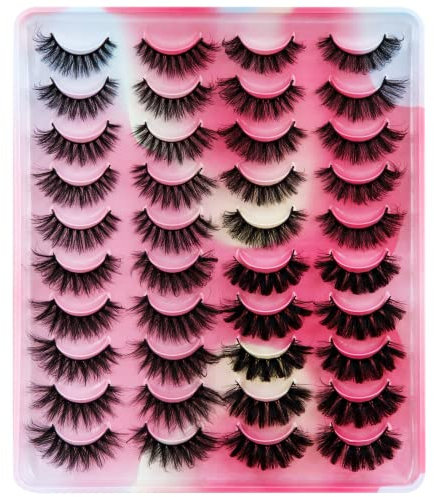 Falsche Wimpern 20 Paare, 6D Künstliche Wimpern Set, Wiederverwendbare natürliche Wimpern (4 Stile)