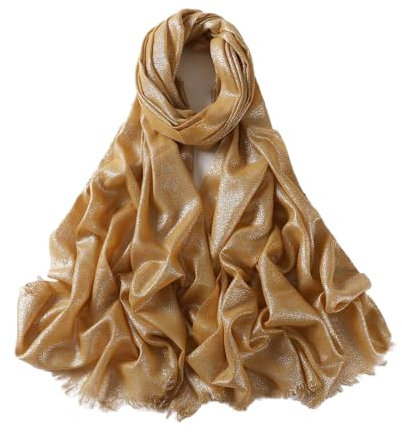 Damen Seiden Chiffon Schal Damen Einfarbiger Halstücher 200cm Satin Schal Tücher mit Folien Gold Glitzert Mode Seide Mit Tüll Dekoration Seidentuch Baumwollschal