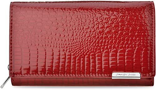 Elegante Damen Geldbörse 100% Leder mit Schnappverschluss Jones rot