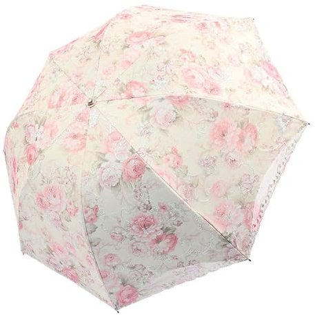Aikelai Vintage Flower Lace Umbrella, Folding Compact Umbrella, Portable Travel Umbrella, UV Protection Sun Umbrella for Women Girls (2382-pink)