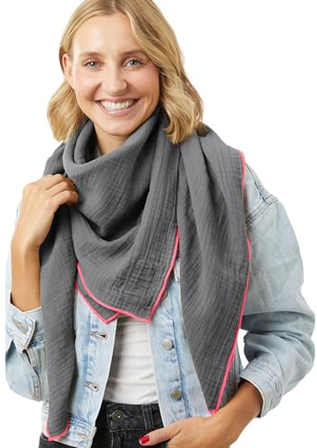 Salt & Sand Musselin Tuch Damen aus 100% Baumwolle – großes leichtes Halstuch & Schal Damen ÖKO-TEX 100 zertifiziert – weich & hautfreundlich Premium Musselintuch