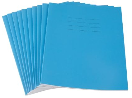 Hamelin A5 Exercise Books, 48 Pages, Light Blue, Pack of 10 for School, 8 mm Ruled and Margin (9 x 7)