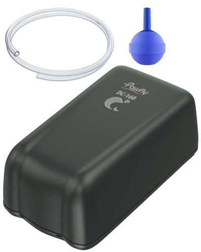 Pawfly Aquarium Air Pump 2.5 L/min Battery Powered Oxygen Pump for 20-120 L Fish Tanks, Portable Silent Aerator Pump with Metal Back Clip for Outdoor Fishing Power Outage (D Battery not Included)