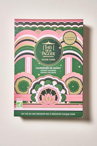 Thés de la Pagode - Calendrier de l’Avent Thés & Infusions Bio Divine Corée - 5 Thés Verts, 1 Thé Blanc, 7 Thés Santé & Bien-Être, 8 Tisanes, 3 Rooibos - 24 Sachets de Thés de Noël
