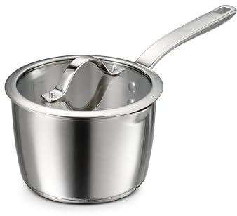 Tramontina Tempo Tri-Ply Base Stainless Steel 2-Quart Small Sauce Pan with Glass Lid, Induction-Ready Saucepan, Oven-Safe, Dishwasher-Safe
