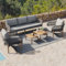 Jtyca Gartenmöbel Set, Lounge Möbel Outdoor mit Bequemen Kissen, Balkonmöbel Set, 3er Sofa, 2 Sessel und 2 Couchtische, Wpc Tischplatte, Holzmaserung Lack, Verzinkter Stahl, Grau