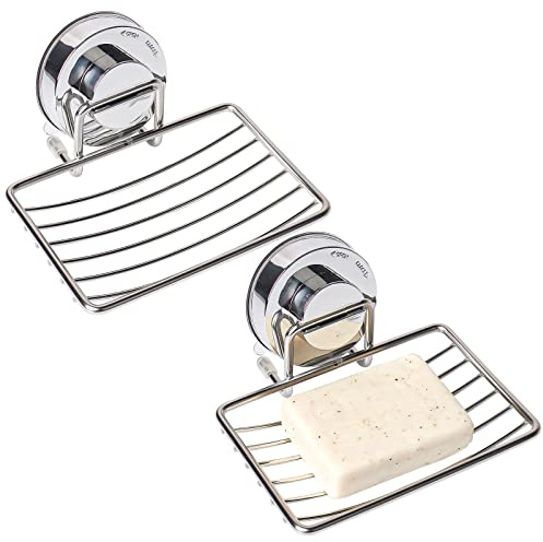AstraLoom Lot de 2 porte-savon à ventouse en acier inoxydable - Support sans perçage pour salle de bain, cuisine, douche et lavabo