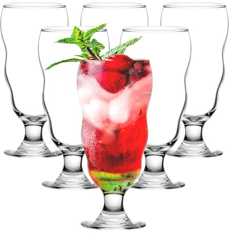 binsakao Hurricane Glasses Set of 6 - Tall Cocktail Glass 500 ml - Large Pina Colada, Mojito, Margarita, Sangria, Pina Colada Glass, Stemmed Coupe Glassware