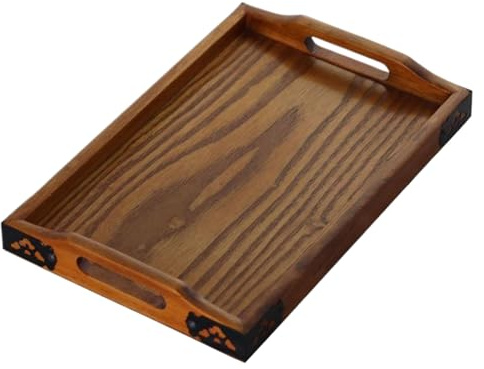Genérico Bandeja De Madera Con Mango, Diseño Elegante, 30x20x3.5cm, Bandeja De Servicio De Cocina, Plato De Madera De Desayuno, Uso Versátil, Ideal Para Servir Alimentos Y Bebidas