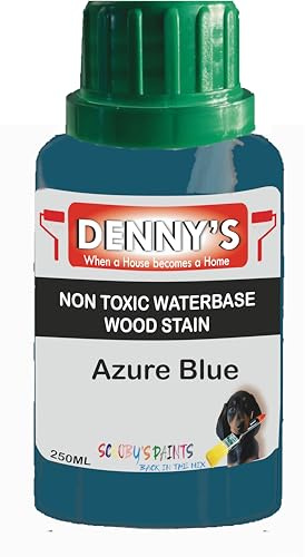 Wood Stain Water Based | 12 Colours | Interior Furniture Stain | Light & Dark Stains | Eco-Friendly & Non-Toxic Wood Dye Paint | Easy Application | Quick Dry & Low Odour (Azure Blue 250ml)