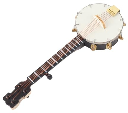 Naroote Modèle Banjo Miniature Réaliste, Surfaces Lisses, Décoration de Maison de Poupée pour Cadeaux, Jouets en Tilleul