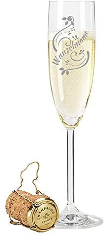 Leonardo Sektglas mit Gravur eines Namen - Hochwertige Laser-Gravur - im Vintage Design als Geburtstagsgeschenk - Personalisiert mit Wunschgravur
