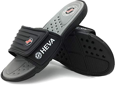 HEVA Slide Sandali a Punta Aperta da Uomo Estive Scarpe da Spiaggia e Piscina Ciabatte（41 EU Black/Gery）