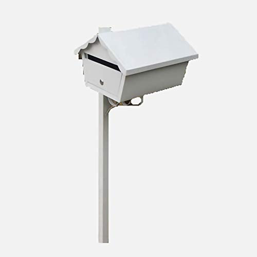 FYZS Buzón Retro Vertical buzón de buzones de periódico Villa al Aire Libre Aterrizaje Lluvia al Aire Libre jardín buzón de Correo, buzón de Hierro Europeo Blanco, Estilo de país Americano