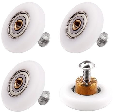 Atoplee shower door rollers Wheels replacement- 4pcs 27mm Replacement Part Bathroom Glass Door Runner Sliding Shower Door Roller Wheel (Roller Diameter 27mm)