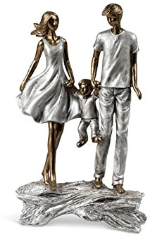 formano Dekofigur Familie mit Baby H. 28 cm Gold metallic Skulptur Paar Liebe