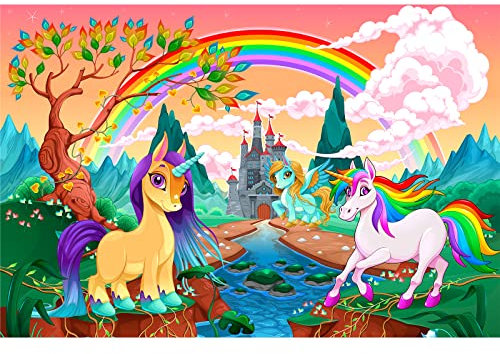 HUADADA Jigsaw Puzzles for Kids, 100 Piece Jigsaw Puzzles for Rainbow and Castle 6 year old children gifts Birthday, gifts for her (100 Pieces)……