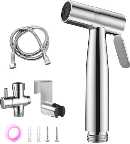 Stainless Steel Bidet Sprayer, Handheld Toilet Bathroom Shattaf Shower - Cleaning & Personal Hygiene