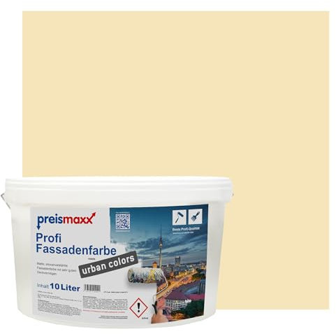 Preismaxx Profi Fassadenfarbe urban colors, bunte Außenfarbe, beige, champagner, champagne 10L, matte, wasserabweisende Aussen-Dispersion, hohe Wasserdampfdurchlässigkeit