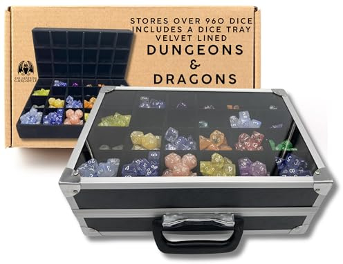 Espositore per dadi DND e vassoio per rotolamento - La scatola porta dadi contiene 960 set di dadi poliedrici in metallo o plastica - Ottimi regali DND - Dadi D e D - DnD Box
