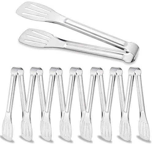 SHSMPXOY 8PCS Pinze da Cucina Professionali 7 Pinza Cucina Pinze Cucina Acciaio Inox,Pinza Cucina Acciaio per Barbecue, Bistecca, Hamburger, Pasta, Dessert, Decorazione, Estrazione, Cottura Al Forno