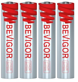BEVIGOR AA Lithium Batteries 4 Pack, 1.5V High Capacity AA Batteries, Non-Rechargeable AA Batteries, Suitable for Torches, Toys and Other Kinds of Household Equipment, Safety Equipment