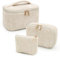 Lot de 3 Trousse de Toilette Femme Trousse Maquillage en Velours Côtelé Doux Cosmétiques à Glissière Portable Grande Pochette Maquillage Organiseur Cosmétique Voyage (Abricot)