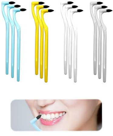Fonyiunce 12 Pezzi Rimozione Tartaro Denti, Smacchiatore Denti Professionale, Spazzolino Tuft da Denti, Spazzolino Conico, Tooth Stain Eraser, per Tartaro, Placca, Caffè, Tè, Tabacco