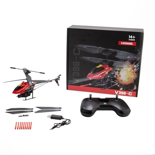 WYFTOY Hélicoptère de télécommande adulte, hélicoptère RC gyroscope 2,4 G 4CH 6 axes, avion missile V398-C, version (RTF)