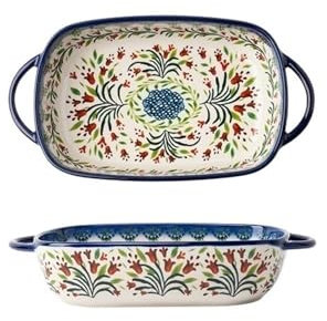 Bandeja Horno Bandeja for hornear con asa, cuenco de cerámica retro for el hogar, plato for ensalada, multifuncional, de gran capacidad Fuente para Lasaña