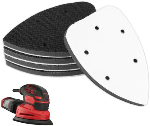 kclkda 5 Pack Detail Mouse Sanding Interface Pad, Hook and Loop Foam Triangle Sanding Pads with 5 Holes 140mm*90mm, Mouse Sander Sandpaper Backing Pad for Sander Accessories Replacement