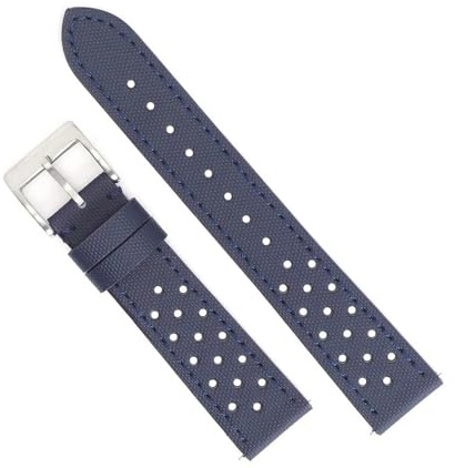 NLNKDTDPAK Bracelet de montre Rally for dégagement rapide, toile for voile et cuir durables, 18mm 19mm 20mm 22mm, accessoires de bracelet de montre, ceinture perforée(Navy blue 1,20mm)