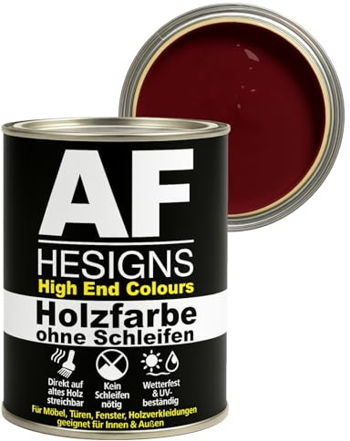 Alex Flittner Designs Möbelfarbe ohne Schleifen in Weinrot RAL3005 seidenmatt 750ml Möbellack Holz & Metall Innen/Außen