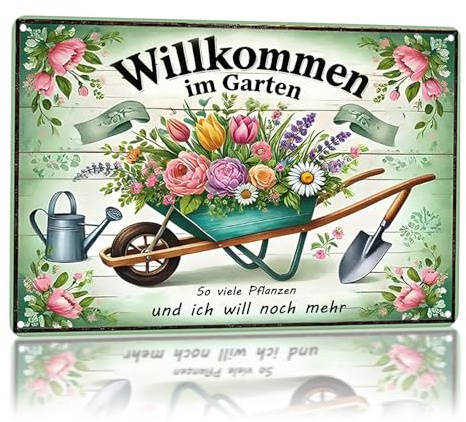 Metallschild Garten Gartenschild mit Sprüchen Retro Blechschilder