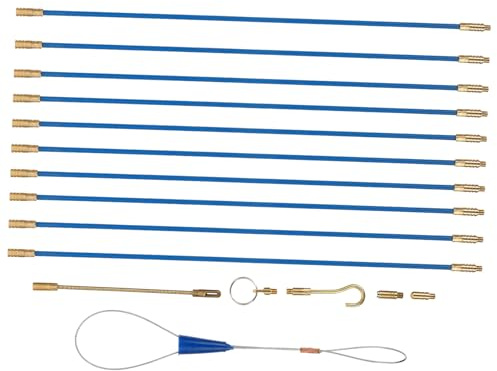 TOVINANNA Kit de 10 Bâtons Lumineux en Fibre de Verre de 33 Cm pour Électricien, Outils de Pêche Fil Faciles à Installer Embout Filetés, pour Combles et Faux Plafonds