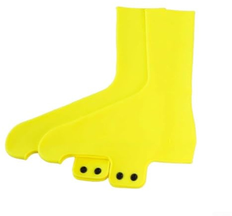 Fundas impermeables para zapatos de ciclismo para bicicletas de carretera con botones a presión de doble fila y diseño de bajo arrastre para un pedaleo eficiente (tamaño L (44-47) amarillo)