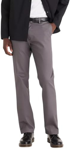 Dockers Homme Straight Fit Signature 2.0 Khaki Pants - Creaseless, Gris ( Magnet ), 34W / 32L