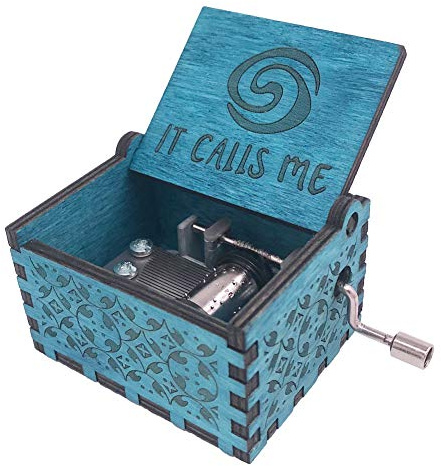 Moana Music Box della manovella carillon in legno intagliato, Play The Thame Song of Moana Blue