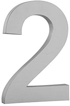 Número de casa de acero inoxidable cepillado V2A en diseño 3D inoxidable y resistente a la intemperie, incluye material de montaje, altura 20 cm, profundidad 3 cm, bonito diseño 3D