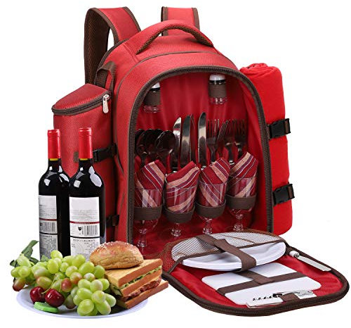 Apollo Walker Sac à Dos de Pique-Nique Ensemble de Pique-Nique pour 4 Personnes (Ensemble et Couverture), Sac Thermique, Sacs isothermes pour Camping, Plage, randonnée Barun