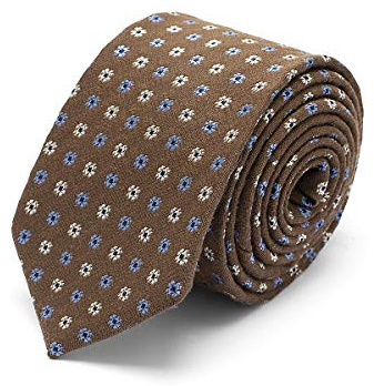BRERA 67 elegante Corbatas de Hombre de lana y seda marron, Corbata 148x8 para trajes de hombre para boda, Accesorios Hombre elegante