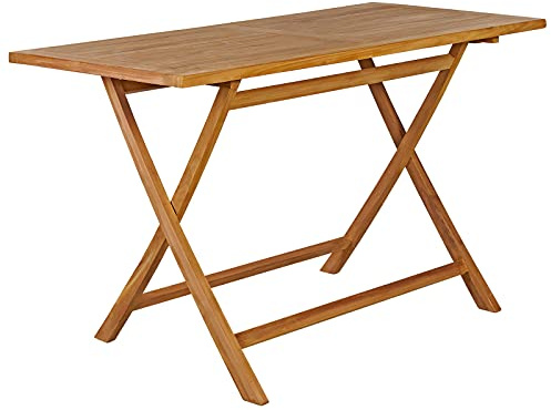 Garland Gartentisch Bari 125x60x75 cm Teak Holz SVLK Zertifiziert Klappbar Wetterfest Balkontisch Esstisch Gartenmöbel