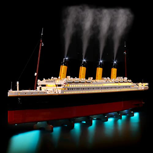 Cooldac LED Beleuchtung Set für Lego 10294 Creator Expert Titanic Building Set, LED Licht Kit Mit Rauchmodul für Das Titanic-Schiff (Kein Lego Enthalten, Nur Lichter)