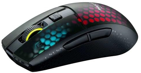 Roccat Burst Pro Air - leichte, symmetrische, kabellose, optische RGB-Gaming-Maus mit Optical Owl-Eye Sensor mit 19.000 DPI, optischen Tasten-Switches, Titan Mausrad, 81 Gramm Gewicht, schwarz